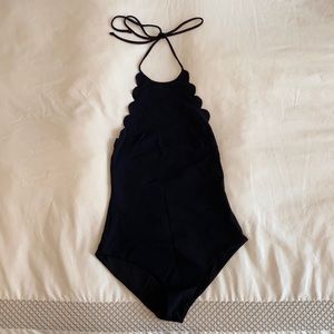 Marysia black halter one piece bathing suit